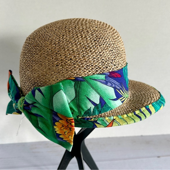 NWOT | Original Panama Jack | Women's Cloche Straw Hat Tropical Bow - Picture 8 of 14